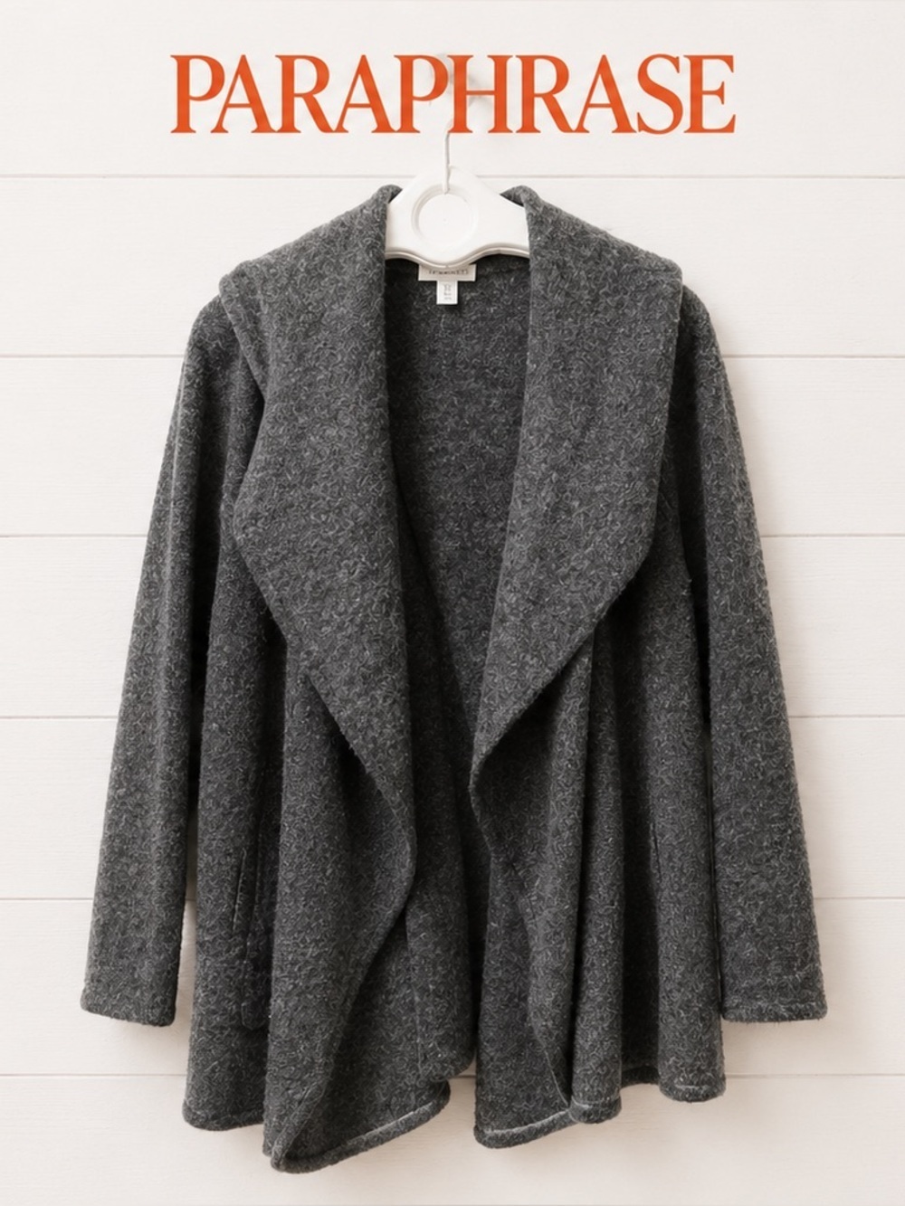 PARAPHRASE Gray 50/100 wool open front cardigan size 10